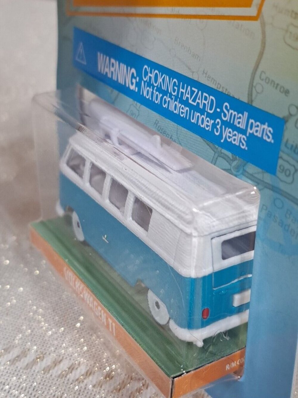 Jada Punch Buggy Slug Bug Volkswagen T1 Microbus Teal & White Diecast Surfboard - Picture 3 of 6